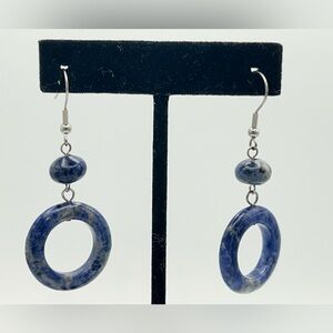 Sodalite Earrings; 925 Sterling Silver